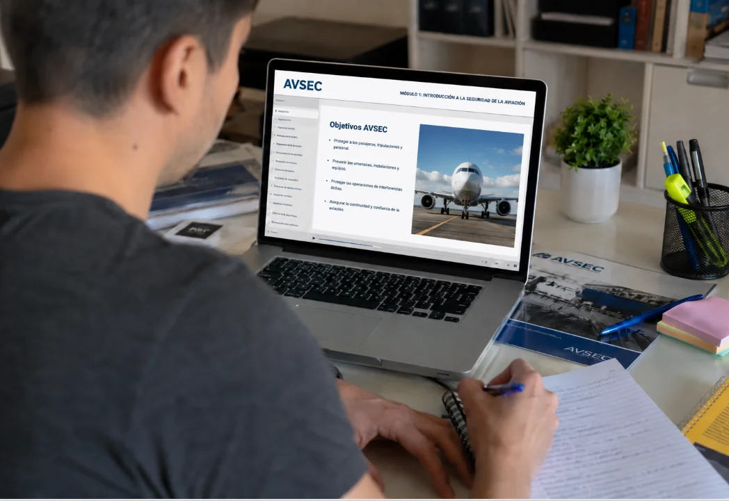 Persona estudiando el curso AVSEC online